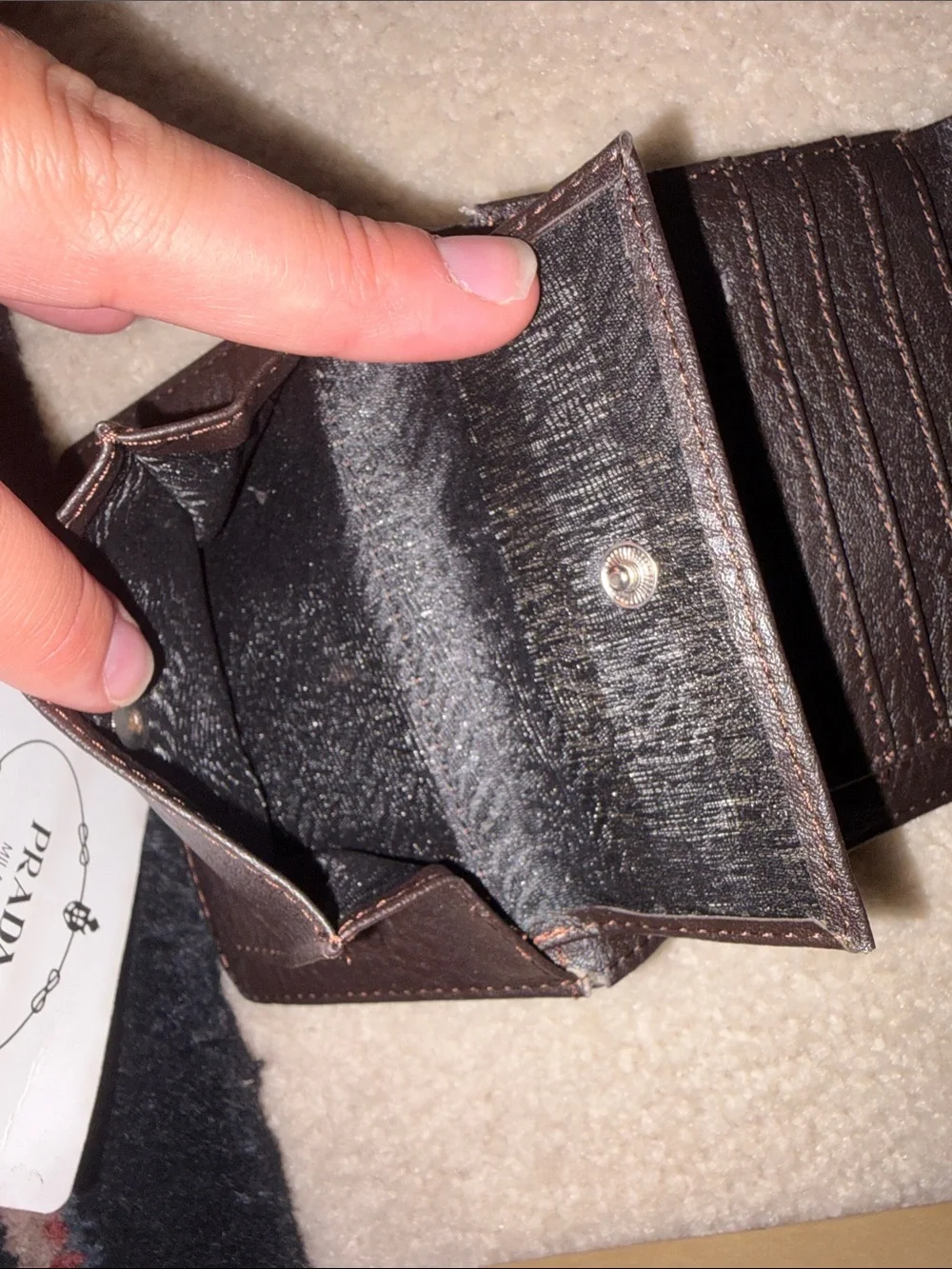 Prada Brown Canvas and Leather Wallet